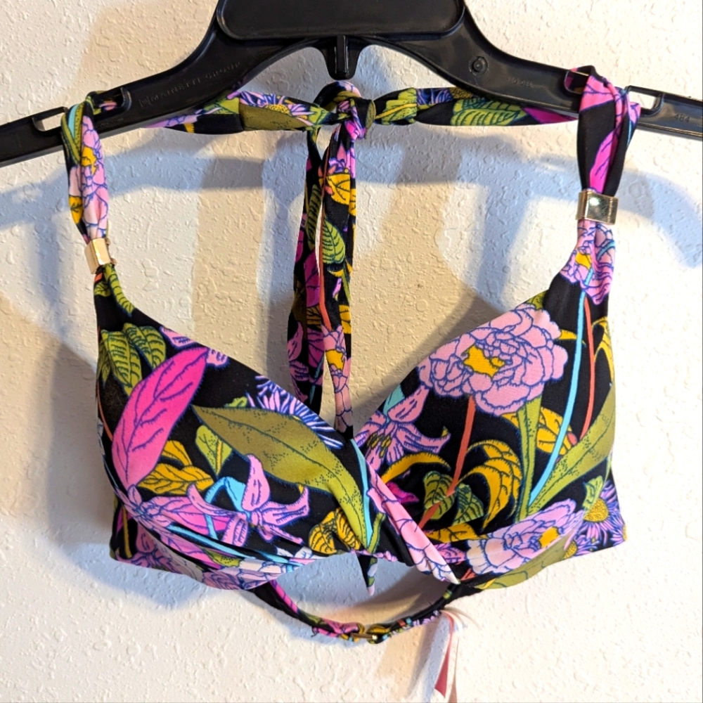 Victoria Secret Padded Underwire Floral Bathing Suit Bikini Top Size 34C